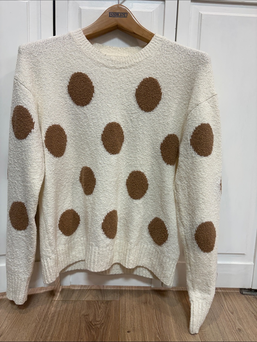 J Crew Cozy Cream Polka Dot Sweater - Brown Dot Crewneck size M